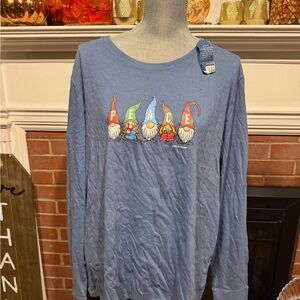 Life Is Good Kids Long Sleeve Shirt - Blue with Colorful Gnomes